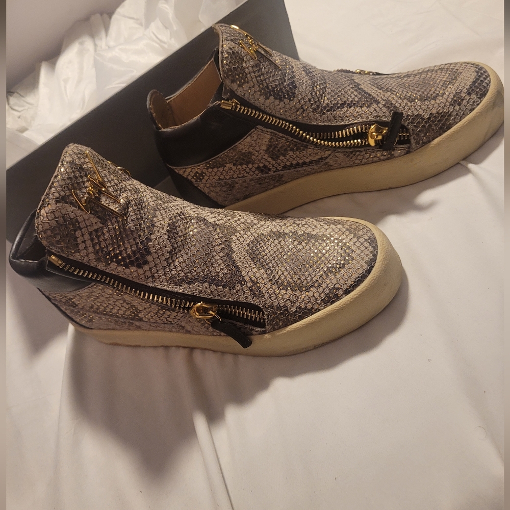 Snake Skin Leather Sneaker Boot